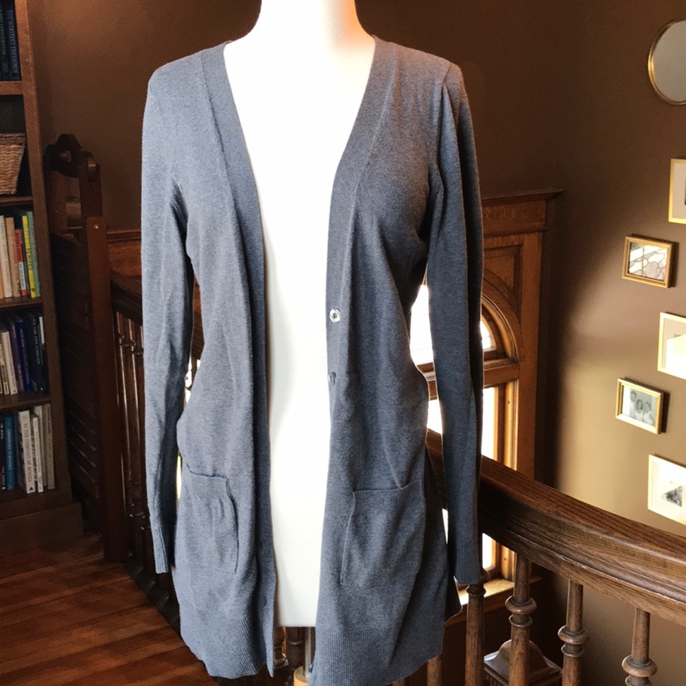 Long button-up cardigan